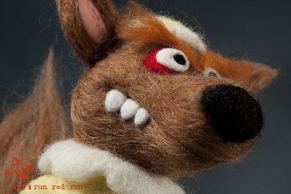 Run Red Run Needle Felted Red Riding Hood Wolf