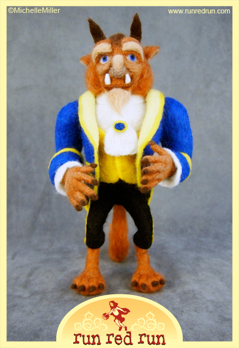 Run Red Run Needle Felted Beauty and the Beast