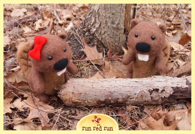 Run Red Run Needle Felted Beavers