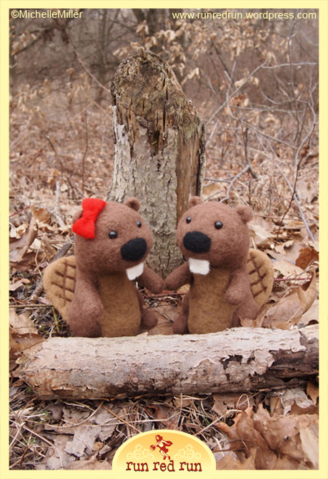 Run Red Run Needle Felted Beavers