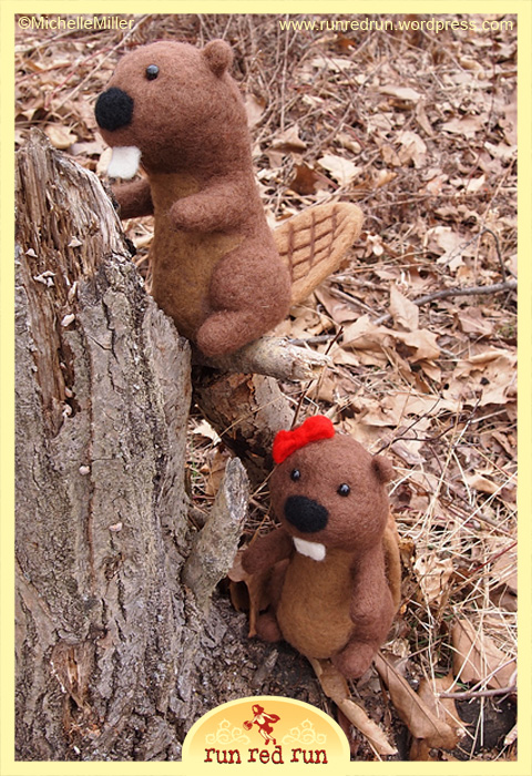 Run Red Run Needle Felted Beavers