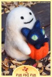 Run Red Run Needle Felt Ghost Cat