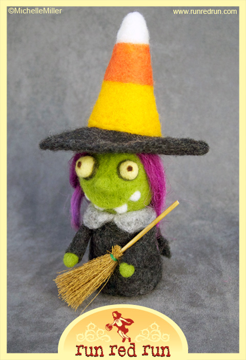 Run Red Run Needle Felted Halloween Witch