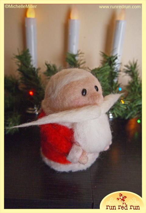Run Red Run Needle Felted Santa without Hat