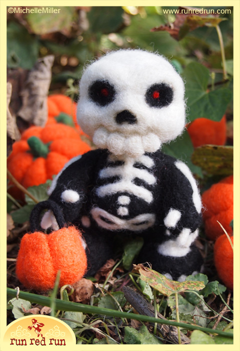 Run Red Run Needle Felted Skeleton