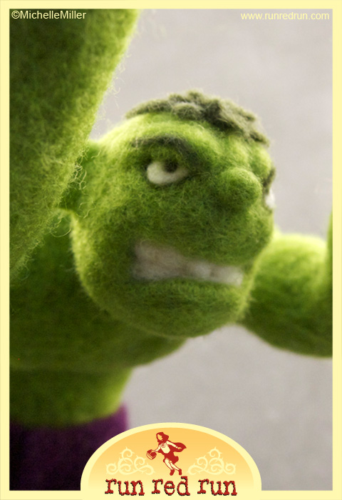 Run Red Run Needle Felted Incredible Hulk