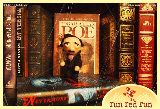 Run Red Run Edgar Allan Poe Needle Felt Bookcase