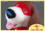 Run Red Run Needle Felted superhero puppy