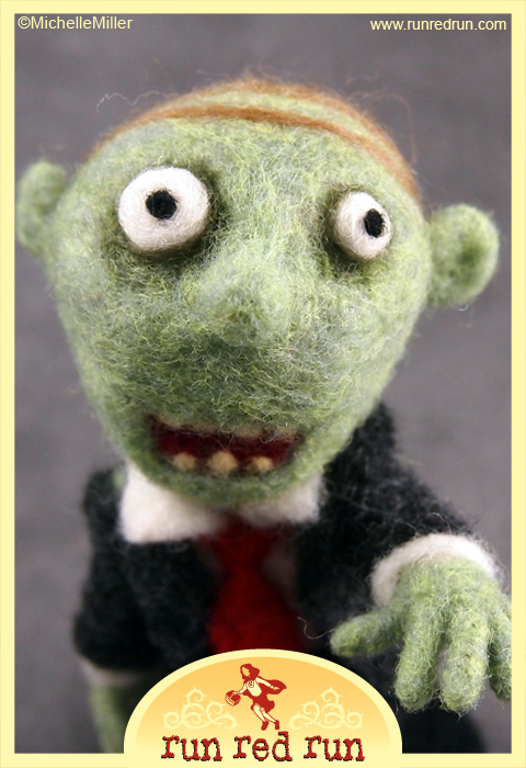 Run Red Run needle felted walking dead zombie