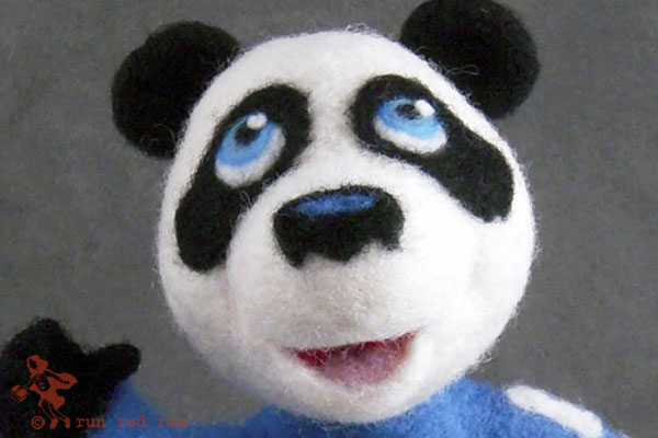 Run Red Run Needle Felted Skeleton Panda