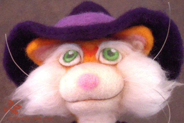 Run Red Run Needle Felted witch kitty cat