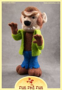 Run Red Run Needle Felted Wolfman