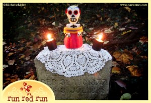 Run Red Run Day of the Dead Dia de los Muertos Needle Felt Needle Felted