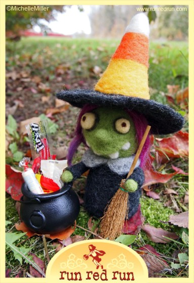 Run Red Run Needle Felted Halloween Witch