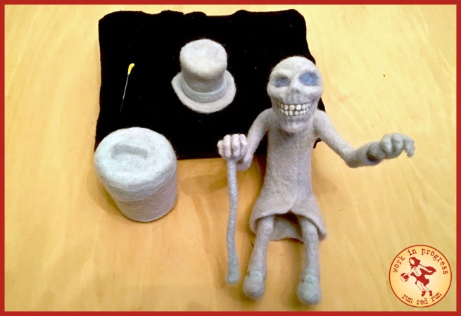 Run Red Run Needle Felted Hatbox Ghost WIP