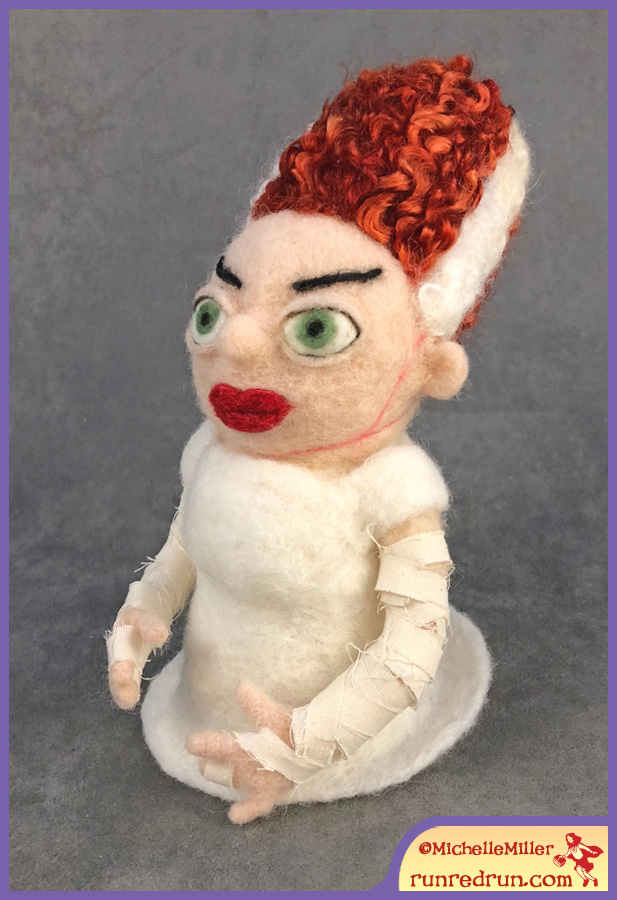 Run Red Run Needle Felted Bride of Frankenstein