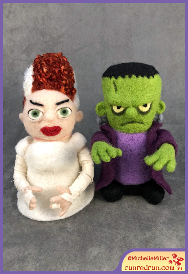 Run Red Run Needle Felted Frankenstein and Bride