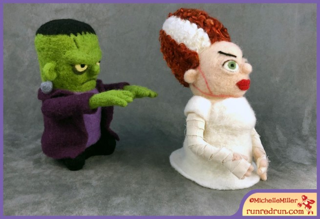 Run Red Run Needle Felted Frankenstein and Bride