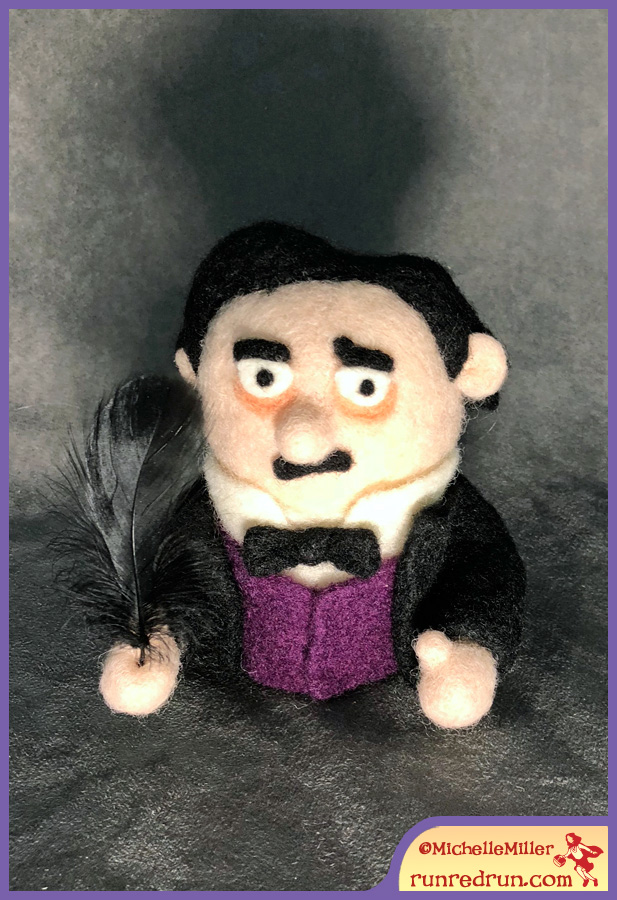 Needle Felted Edgar Allan Poe Run Red Run